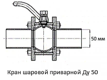 Кран шаровой приварной Ду 50