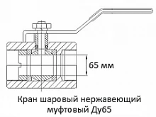 Кран шаровой нержавеющий муфтовый Ду 65
