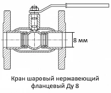 Кран шаровый нержавеющий фланцевый Ду 8